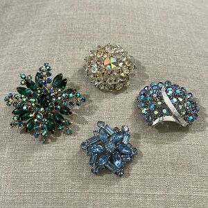 Lot of 4-Rhinestone Brooches
